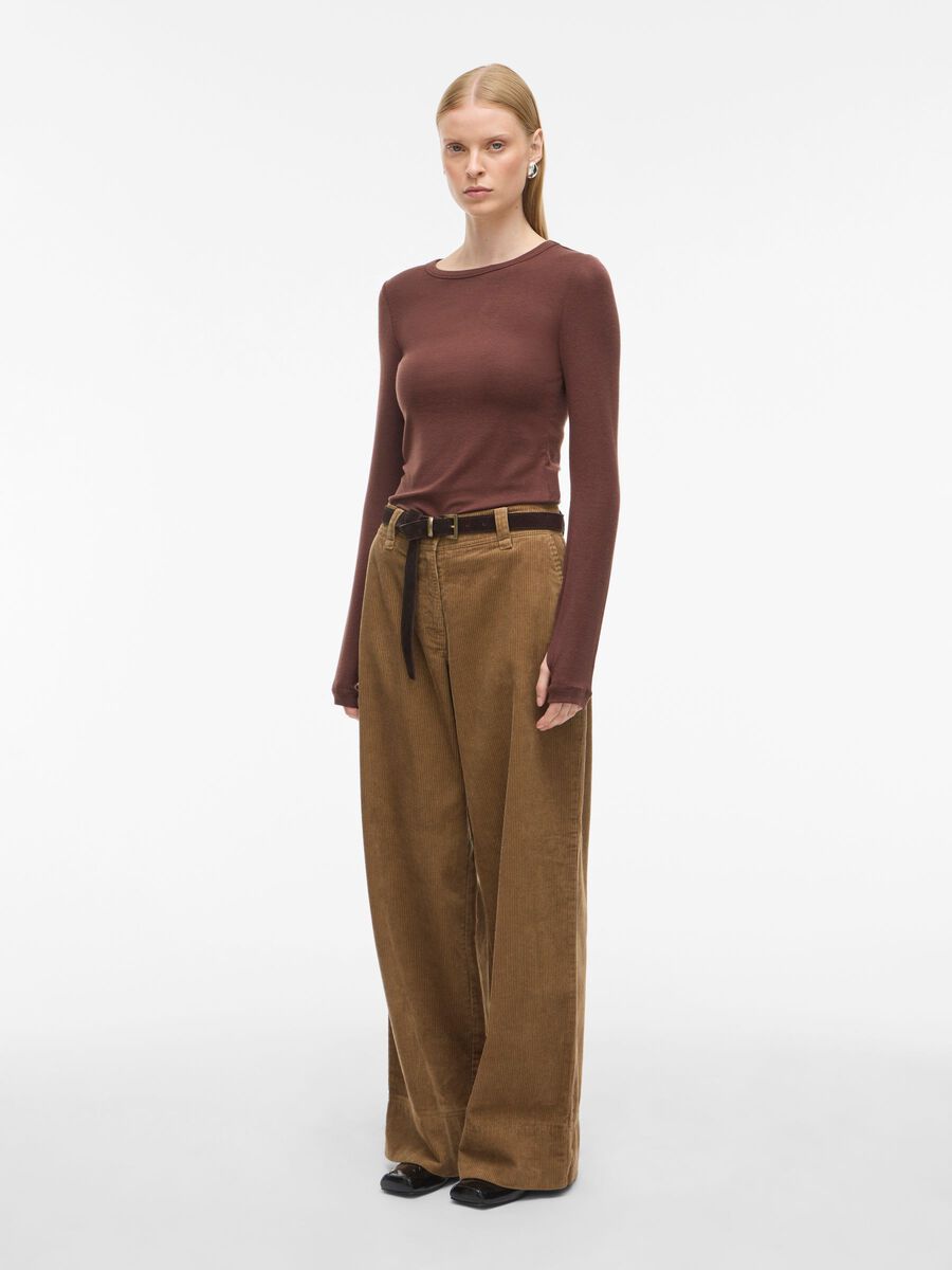 Product tile image - ROUND NECK LONG SLEEVED TOP, Chicory Coffee | 14110267_ChicoryCoffee
