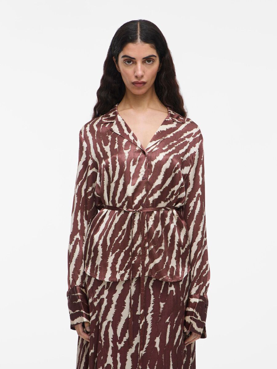 VILA TIE-WAIST LONG SLEEVED SHIRT, Decadent Chocolate, highres - 14108786_DecadentChocolate_1209360_003.jpg