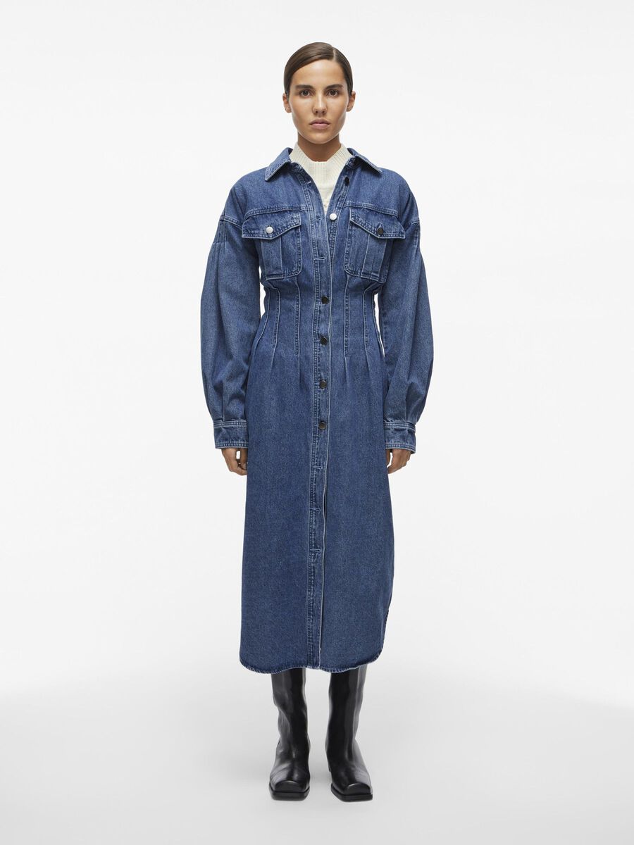 VILA MIDI DENIM DRESS, Dark Blue Denim, highres - 14103303_DarkBlueDenim_003.jpg