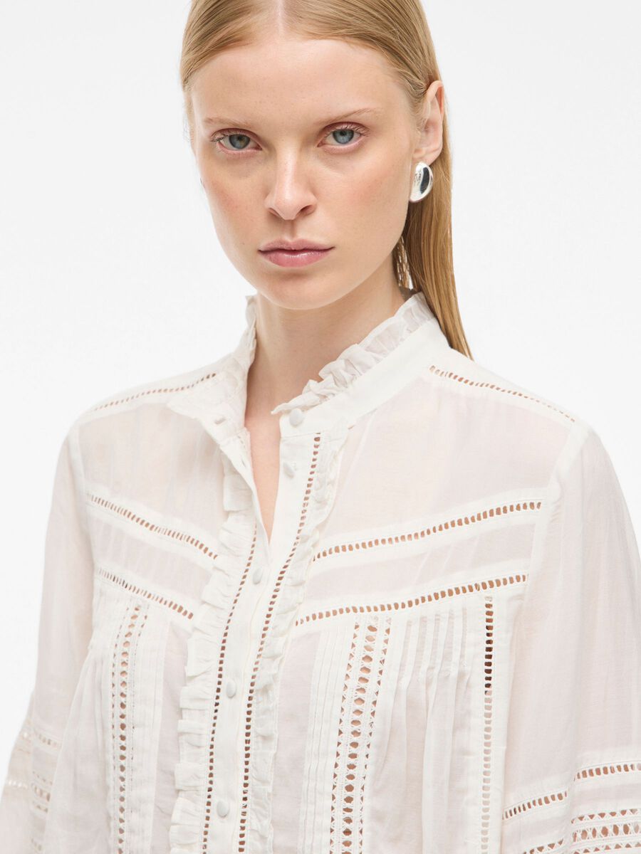 Carousel image - MANDARIN COLLAR LONG SLEEVED SHIRT, Cloud Dancer | 3