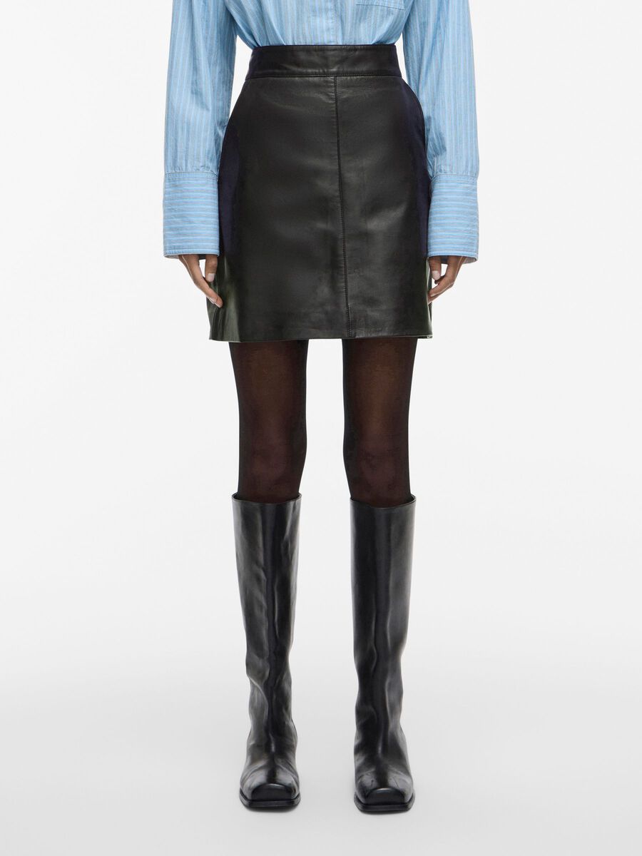 Product tile image - LEATHER MINI SKIRT, Meteorite | 14112625_Meteorite