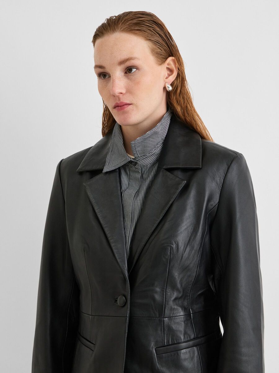 Carousel image - LEATHER BLAZER, Meteorite | 3