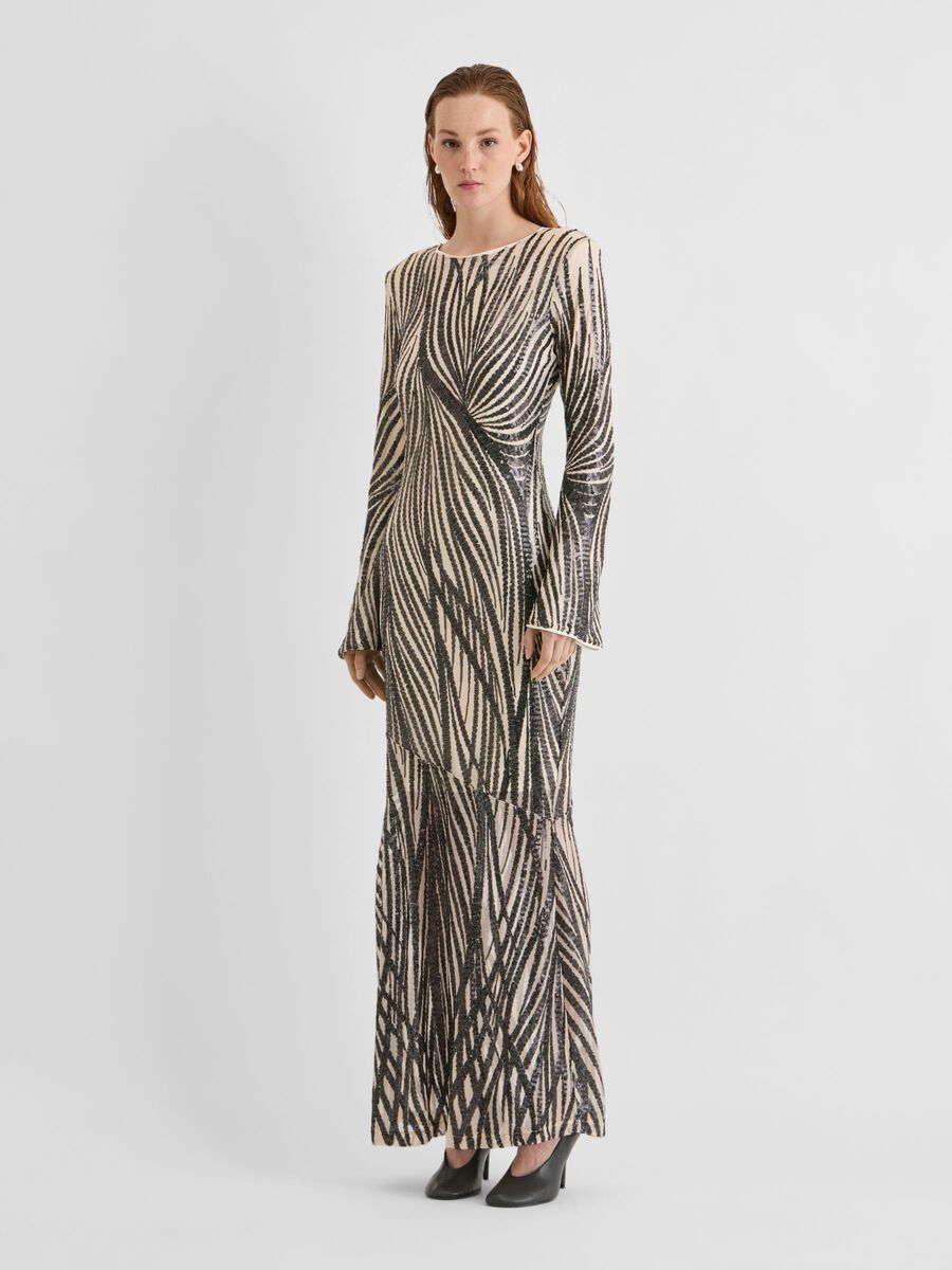 Product tile image - LONG SLEEVED MAXI DRESS, Pelican | 14118810_Pelican_1327381