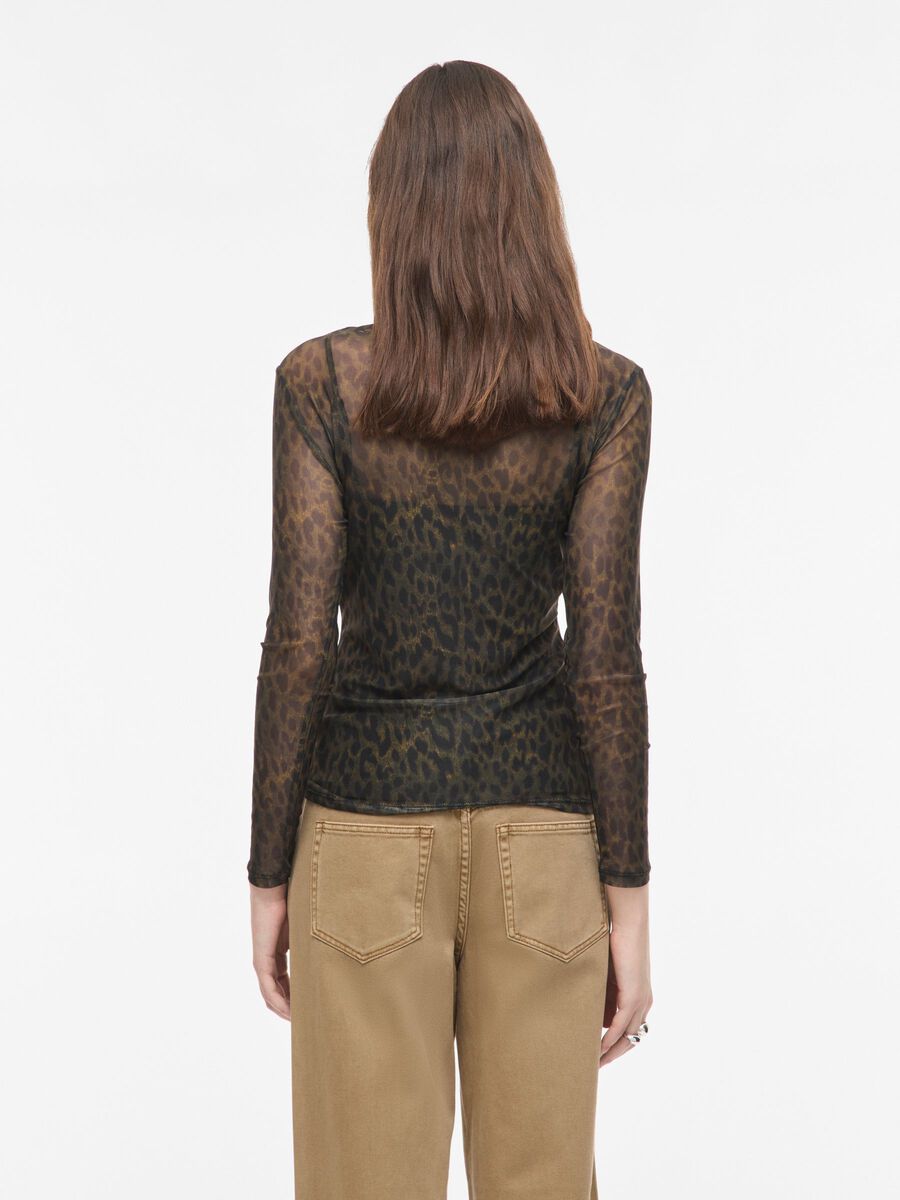 Carousel image - MESH LONG SLEEVED TOP, Dull Gold | 2