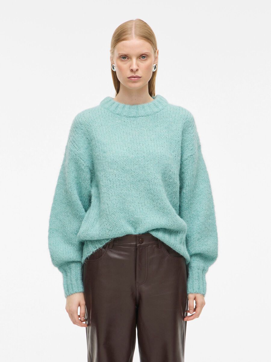 Carousel image - ROUND NECK KNITTED PULLOVER, Aquifer | 1