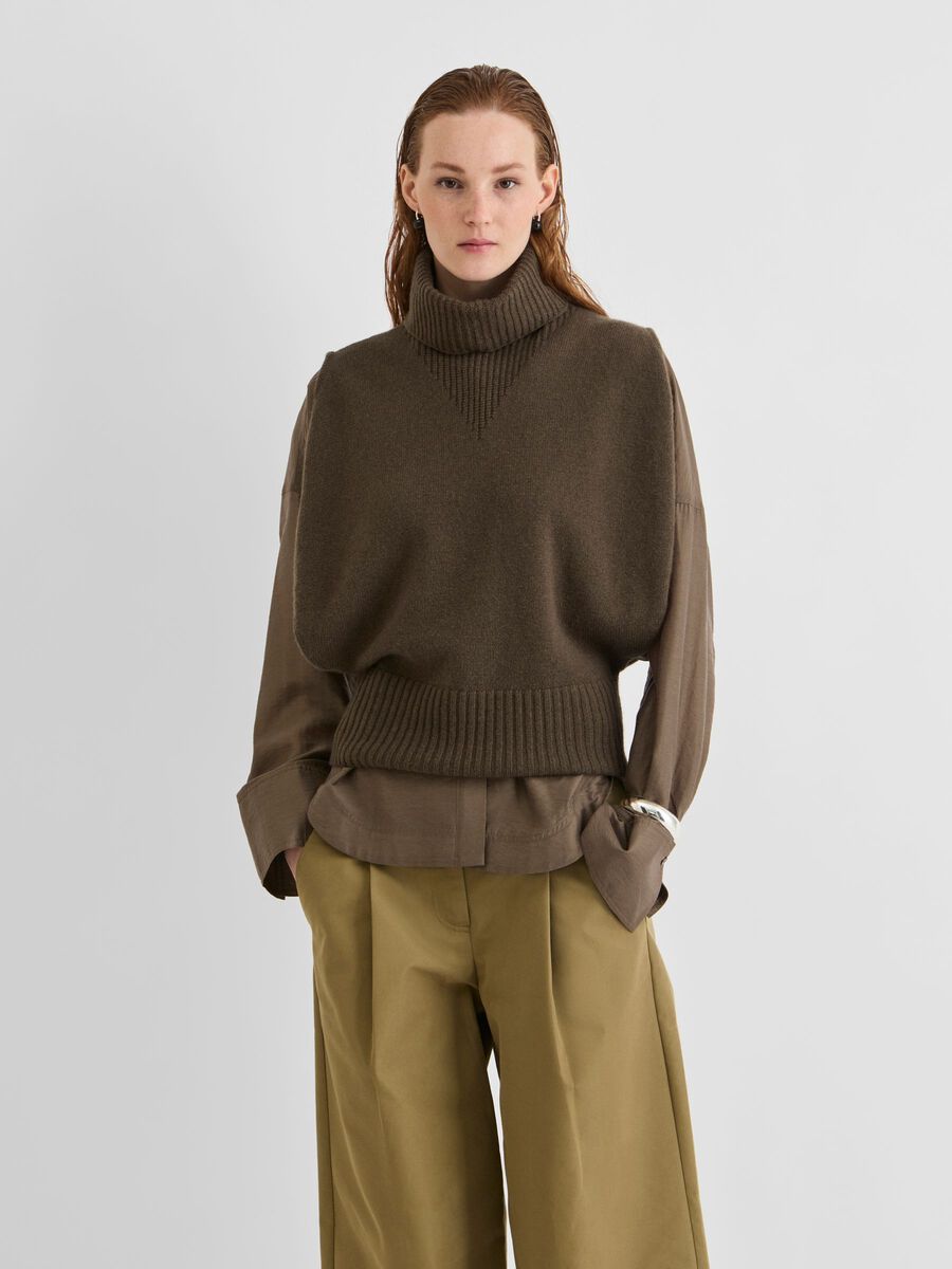 Product tile image - TURTLENECK KNITTED VEST, Canteen | 14118079_Canteen