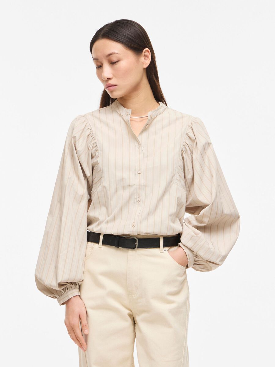 Carousel image - MANDARIN COLLAR LONG SLEEVED SHIRT, Petrified Oak | 1