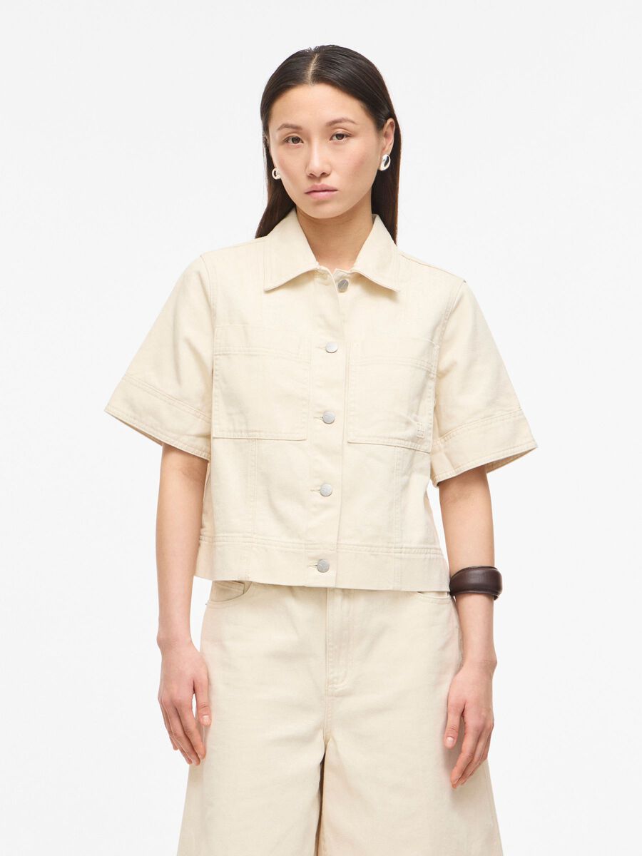 Product tile image - SHORT SLEEVED DENIM SHIRT, Birch | 14114196_Birch