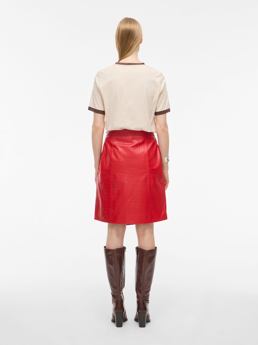 Carousel image - LEATHER MINI SKIRT, Chinese Red | 2