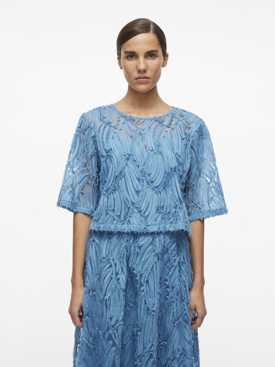 VILA ROUND NECK SHORT SLEEVED TOP, Niagara, highres - 14105208_Niagara_003.jpg