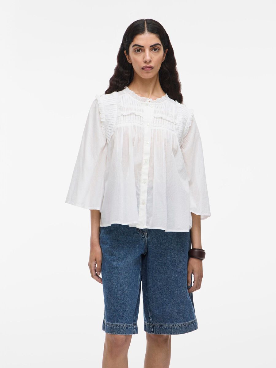 VILA MANDARIN COLLAR 3/4 SLEEVED SHIRT, Cloud Dancer, highres - 14108009_CloudDancer_003.jpg