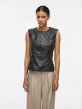 Product image thumbnail - LEATHER SLEEVELESS TOP, Meteorite | 1