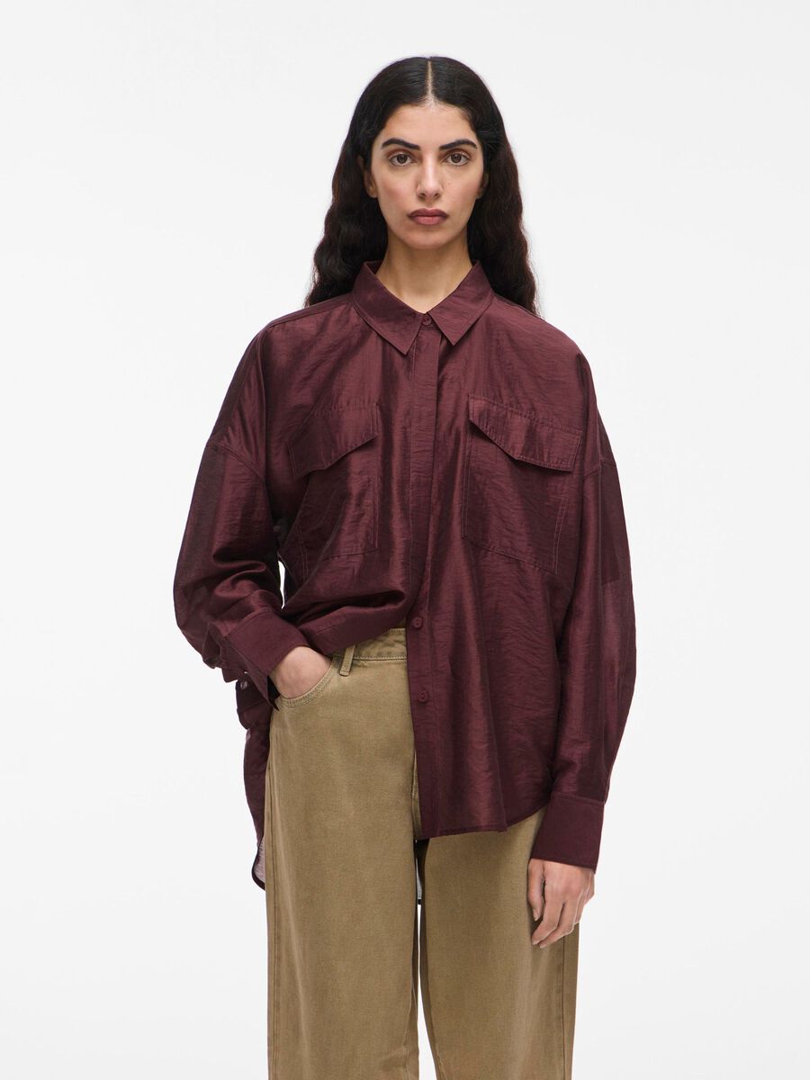 VILA OVERSIZED LONG SLEEVED SHIRT, Decadent Chocolate, highres - 14107743_DecadentChocolate_003.jpg