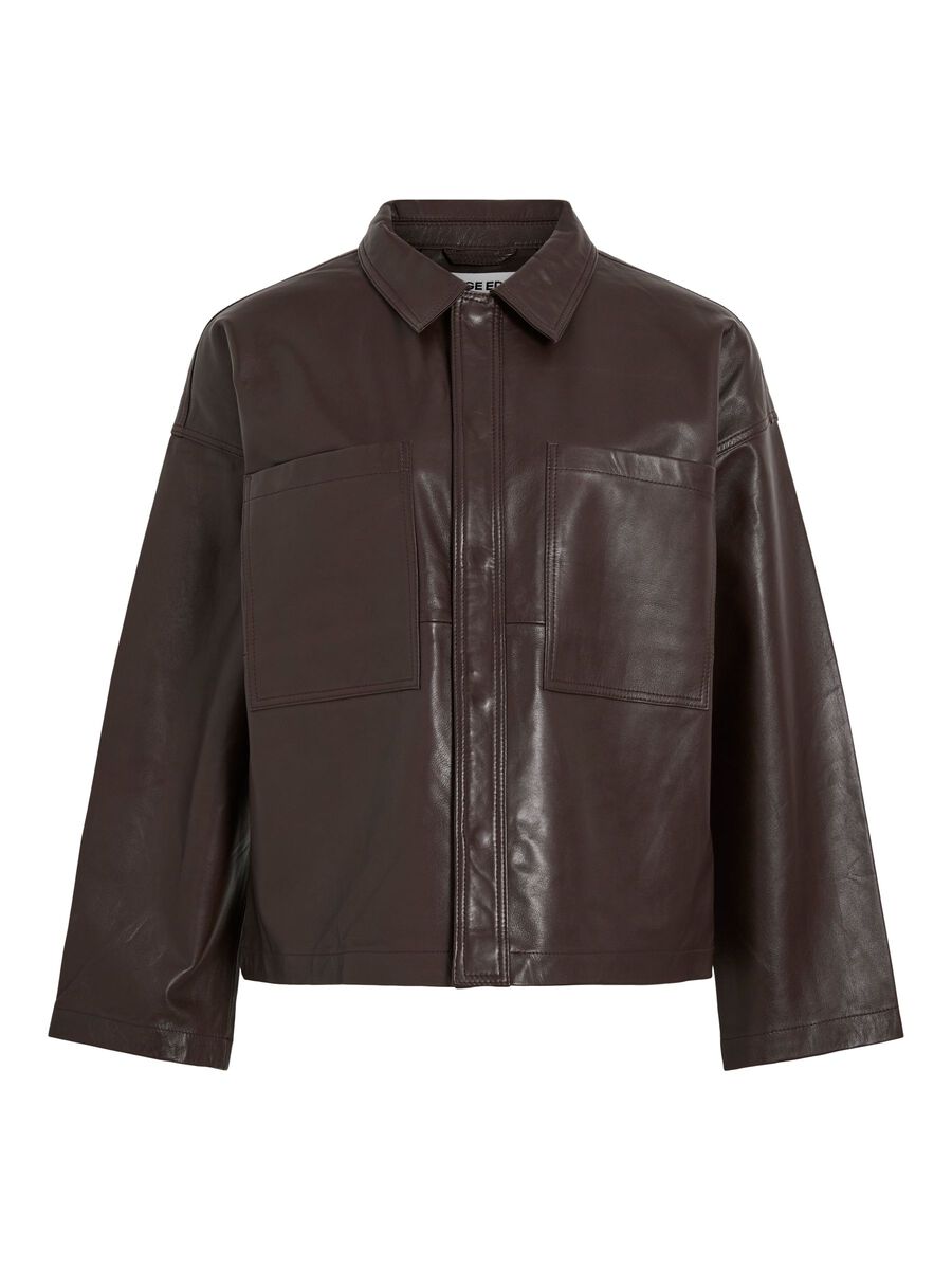 Product tile image - LEATHER OVERSHIRT, Seal Brown | 14116476_SealBrown