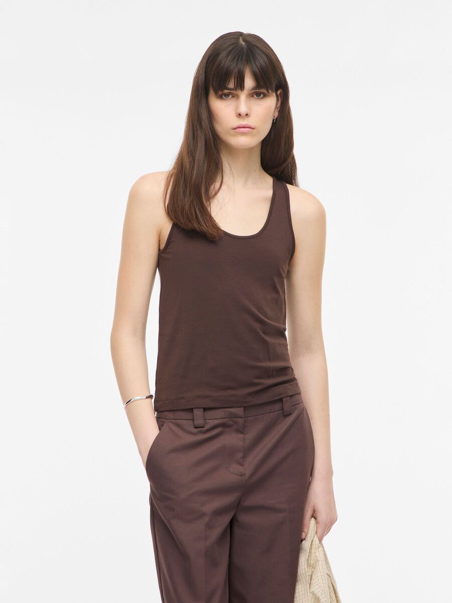 Carousel image - ROUND NECK TANK TOP, Seal Brown | 1