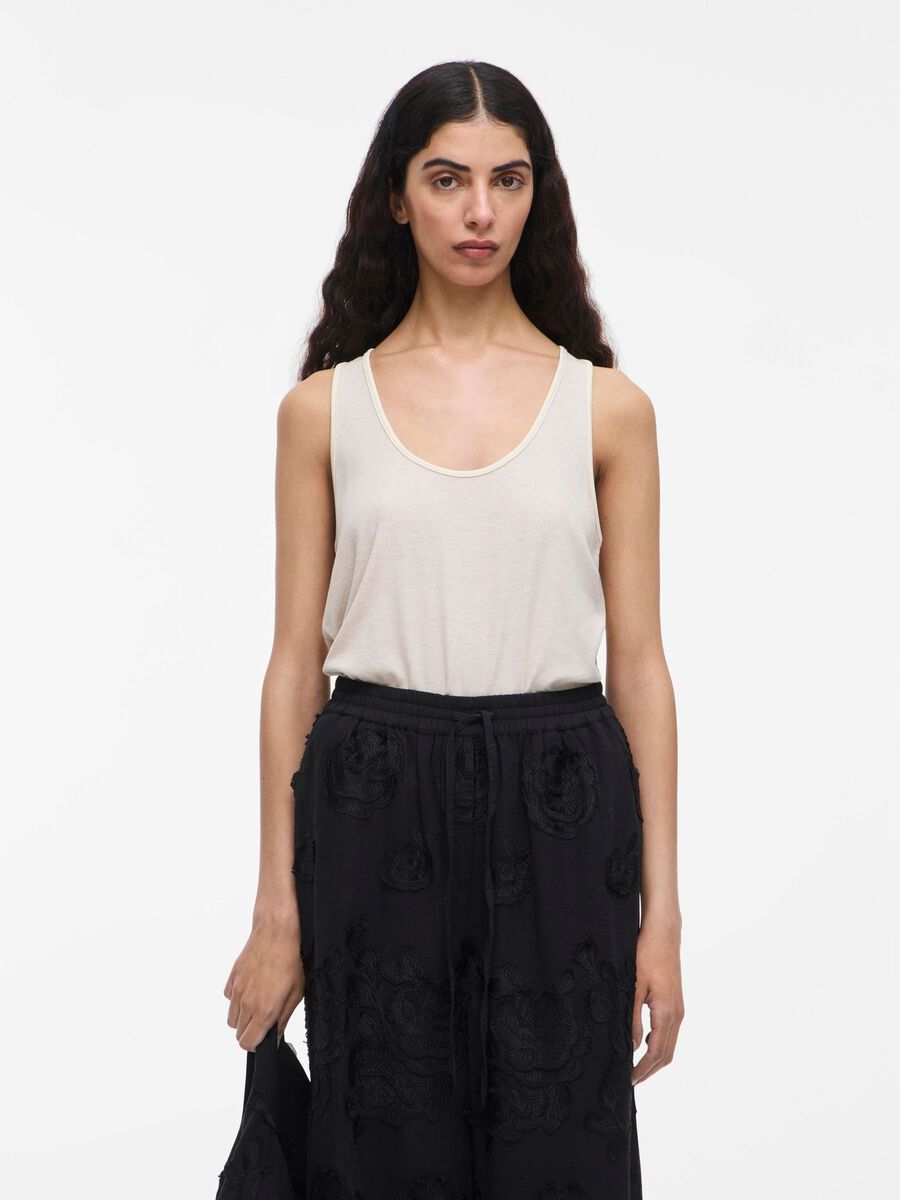 VILA ROUND NECK TANK TOP, Super Light Natural Melan, highres - 14108420_SuperLightNaturalMelan_003.jpg