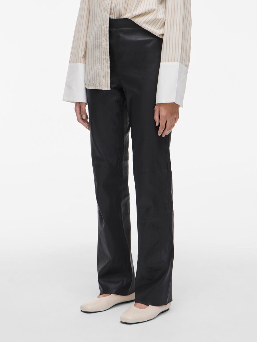VILA HIGH-WAIST LEATHER TROUSERS, Meteorite, highres - 14108475_Meteorite_003.jpg