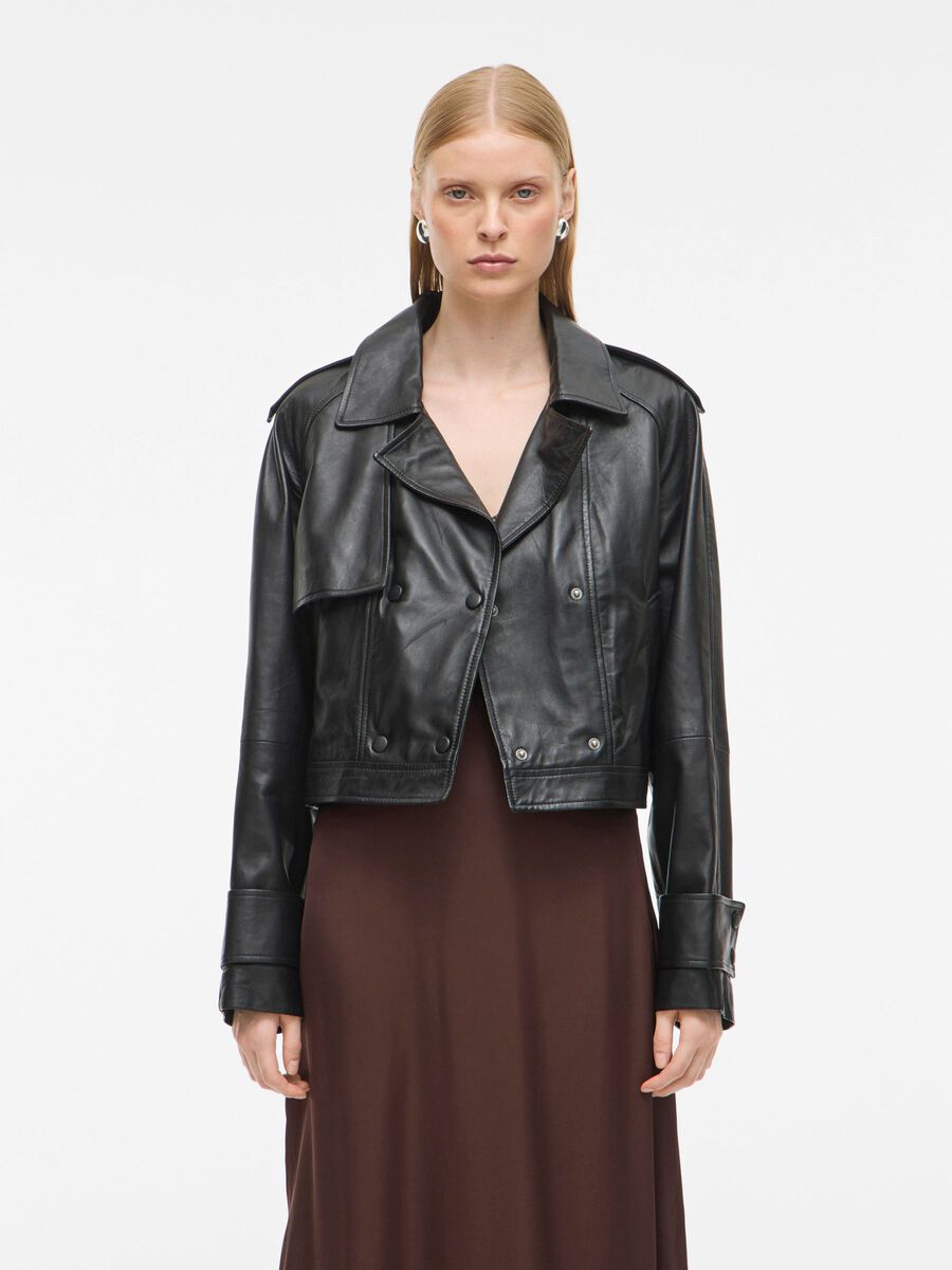 Carousel image - DOUBLE-BREASTED LEATHER JACKET, Meteorite | 1
