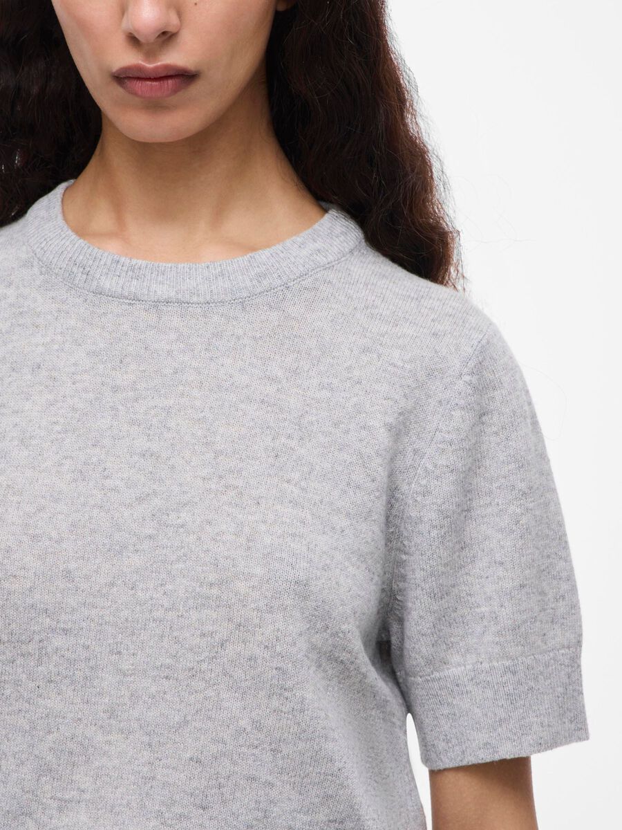 Carousel image - WOOL BLEND KNITTED TOP, Light Grey Melange | 3