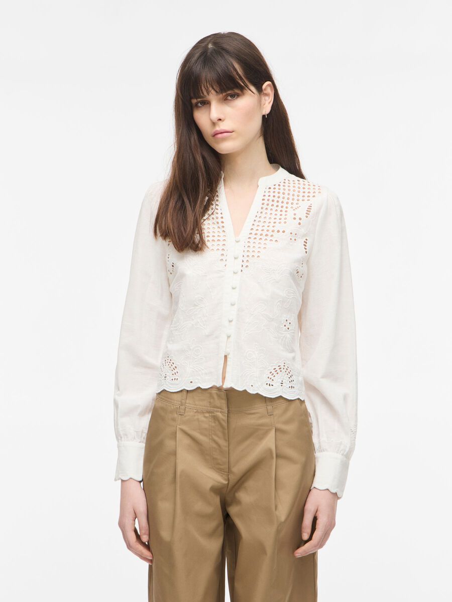 Product tile image - V-NECK LONG SLEEVED SHIRT, Cloud Dancer | 14116532_CloudDancer