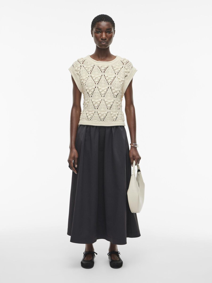 VILA SHORT SLEEVED KNITTED TOP, Birch, highres - 14105802_Birch_005.jpg