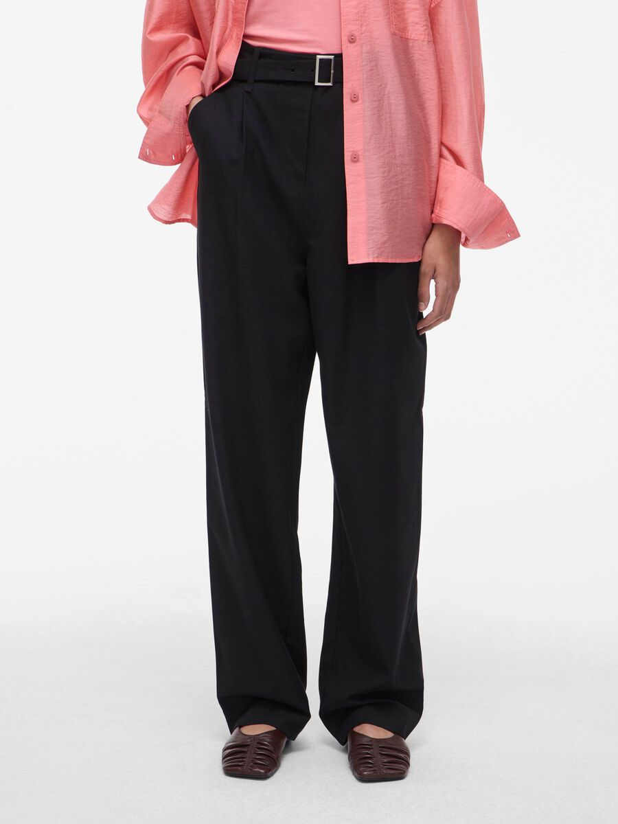 VILA MID-WAIST TAPERED TROUSERS, Meteorite, highres - 14108785_Meteorite_003.jpg