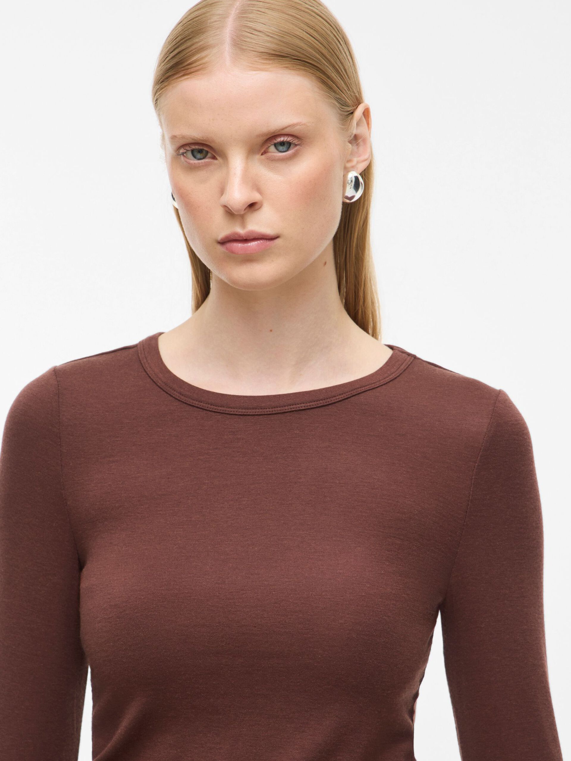 Carousel image - ROUND NECK LONG SLEEVED TOP, Chicory Coffee | 5