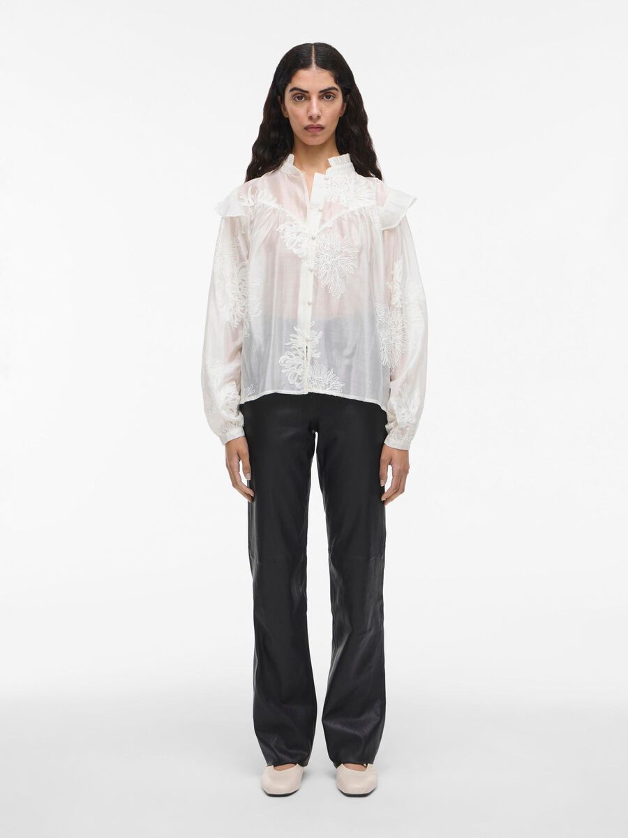 Product tile image - RUFFLE COLLAR LONG SLEEVED SHIRT, Cloud Dancer | 14108512_CloudDancer