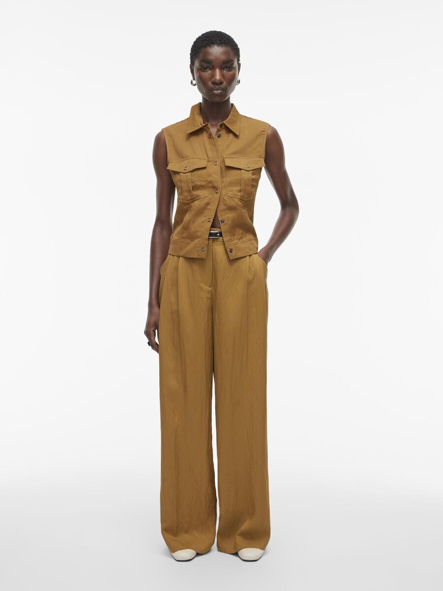 VILA SLEEVELESS SHIRT, Bone Brown, highres - 14105911_BoneBrown_005.jpg
