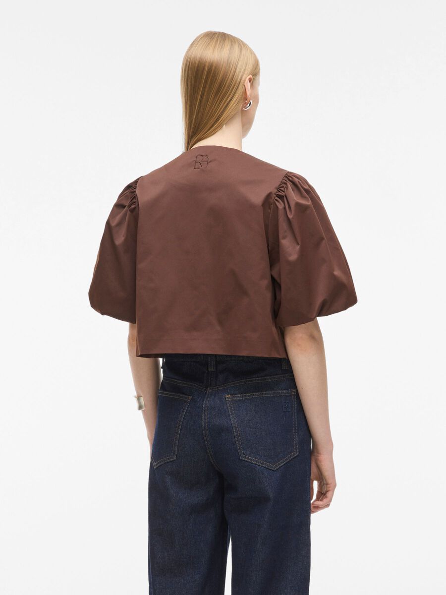 Carousel image - ROUND NECK SHORT SLEEVED TOP, Chicory Coffee | 2