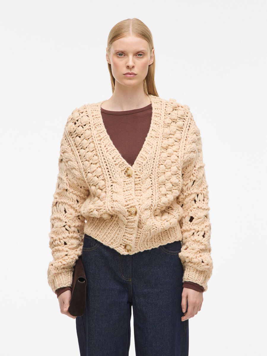 Product tile image - V-NECK KNITTED CARDIGAN, Oatmeal | 14110534_Oatmeal
