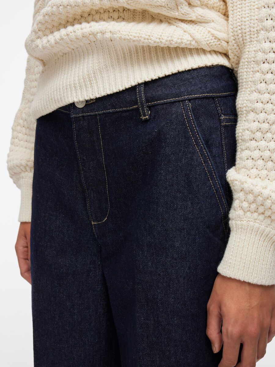 Carousel image - MID-WAIST STRAIGHT FIT JEANS, Dark Medium Blue Denim | 3