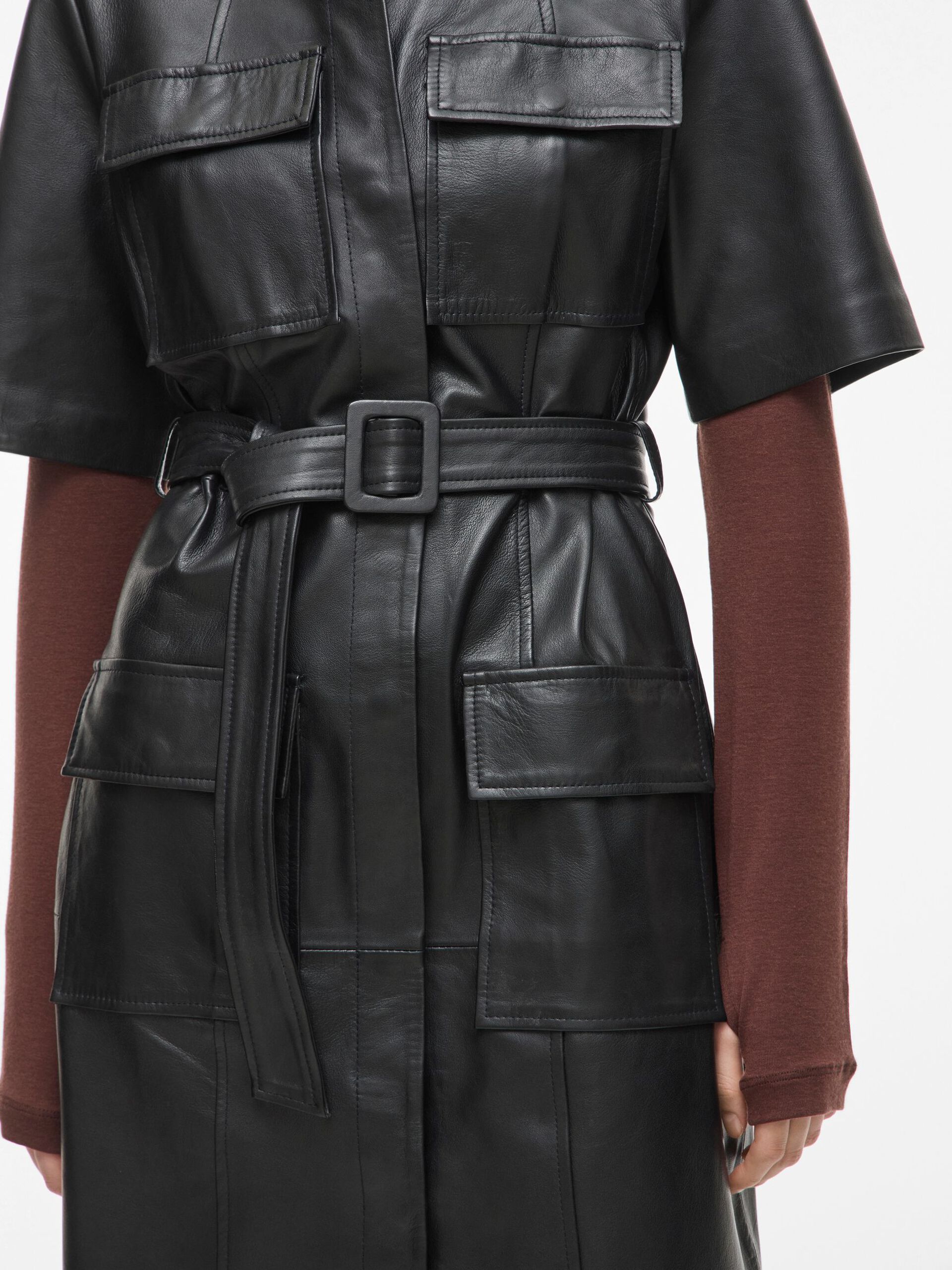 Carousel image - LEATHER MIDI DRESS, Meteorite | 5