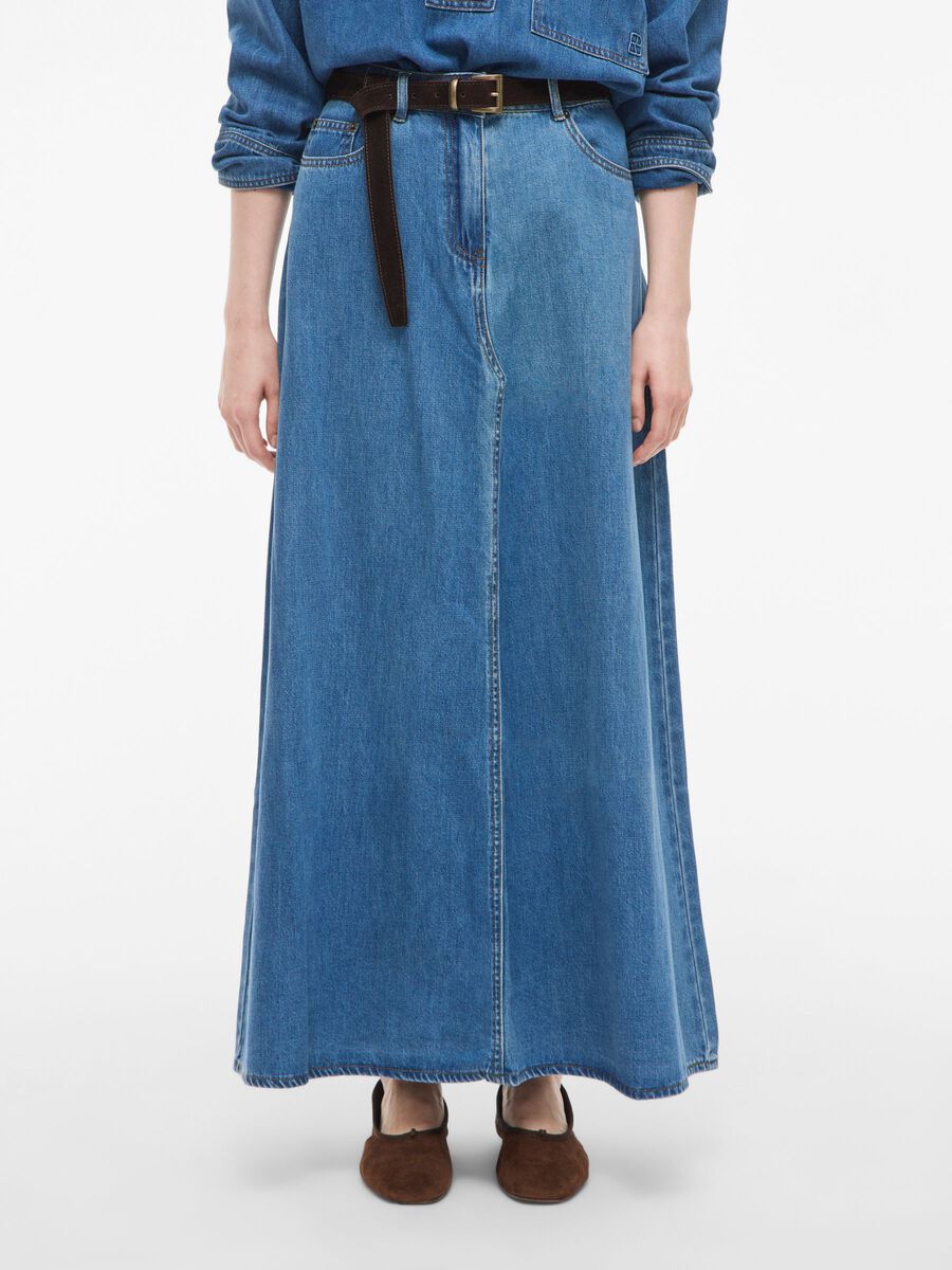Carousel image - MAXI DENIM SKIRT, Medium Blue Denim | 1