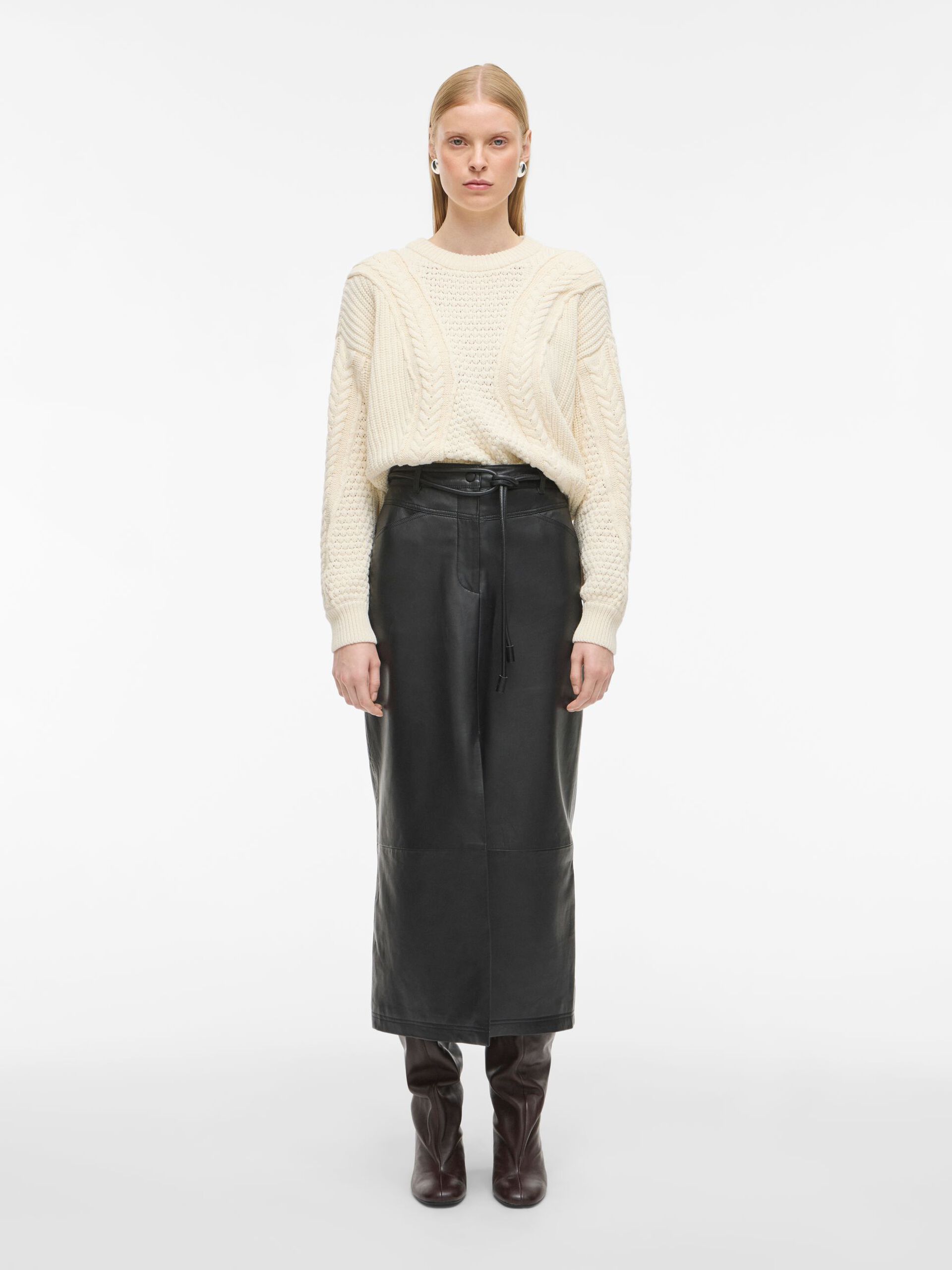 Carousel image - CABLE KNITTED PULLOVER, Birch | 4