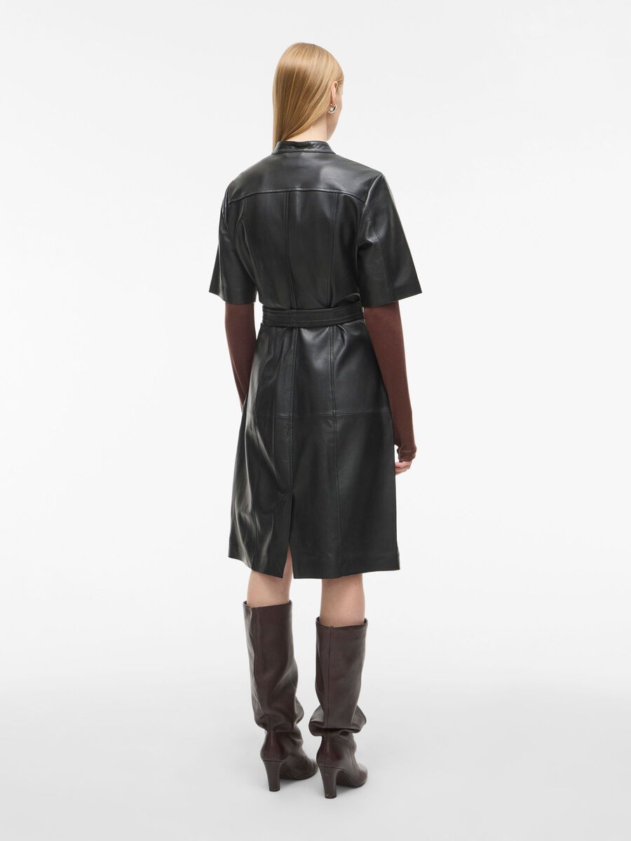 Carousel image - LEATHER MIDI DRESS, Meteorite | 2