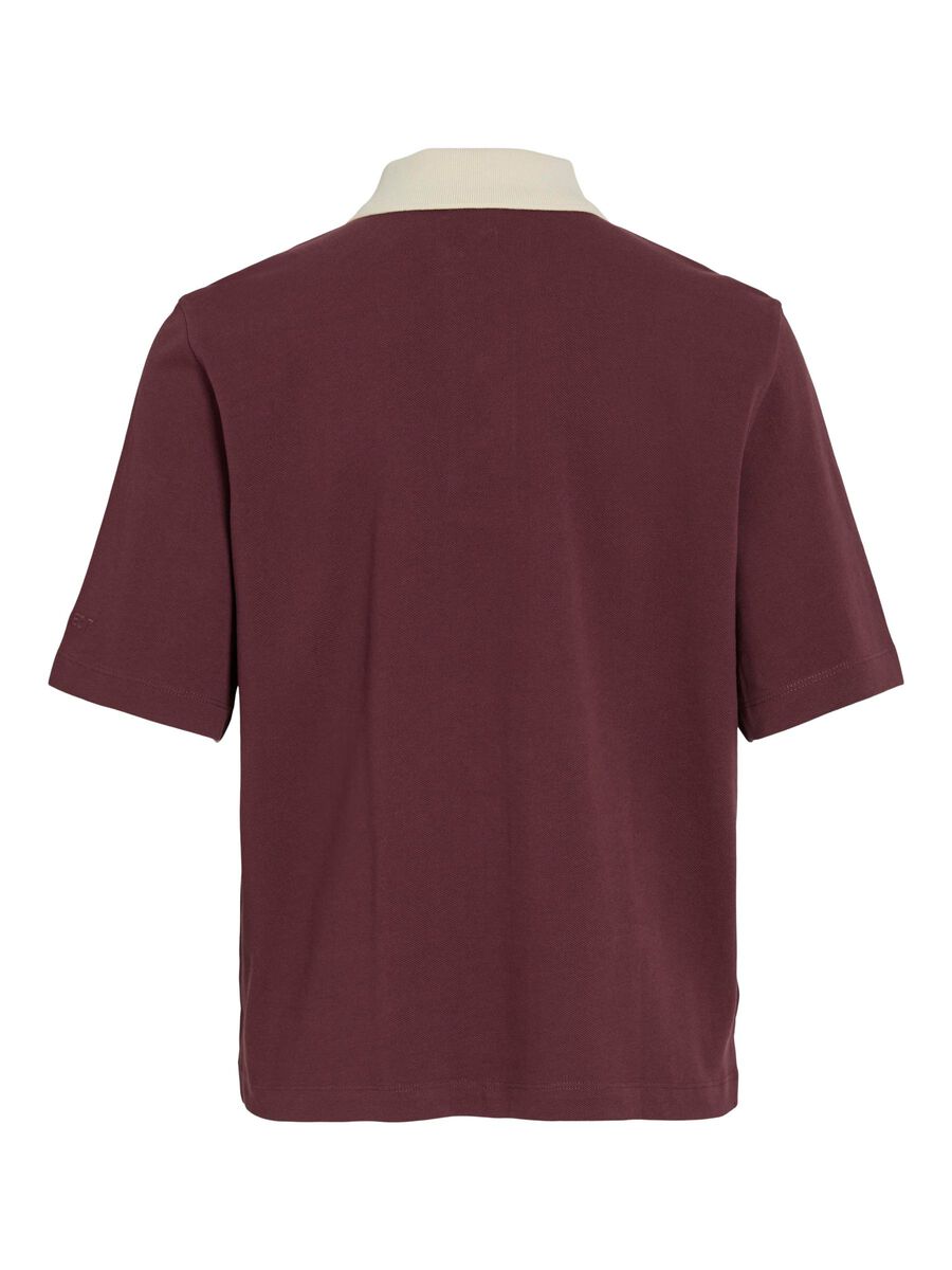 VILA COTTON POLO T-SHIRT, Decadent Chocolate, highres - 14108778_DecadentChocolate_1210061_002.jpg
