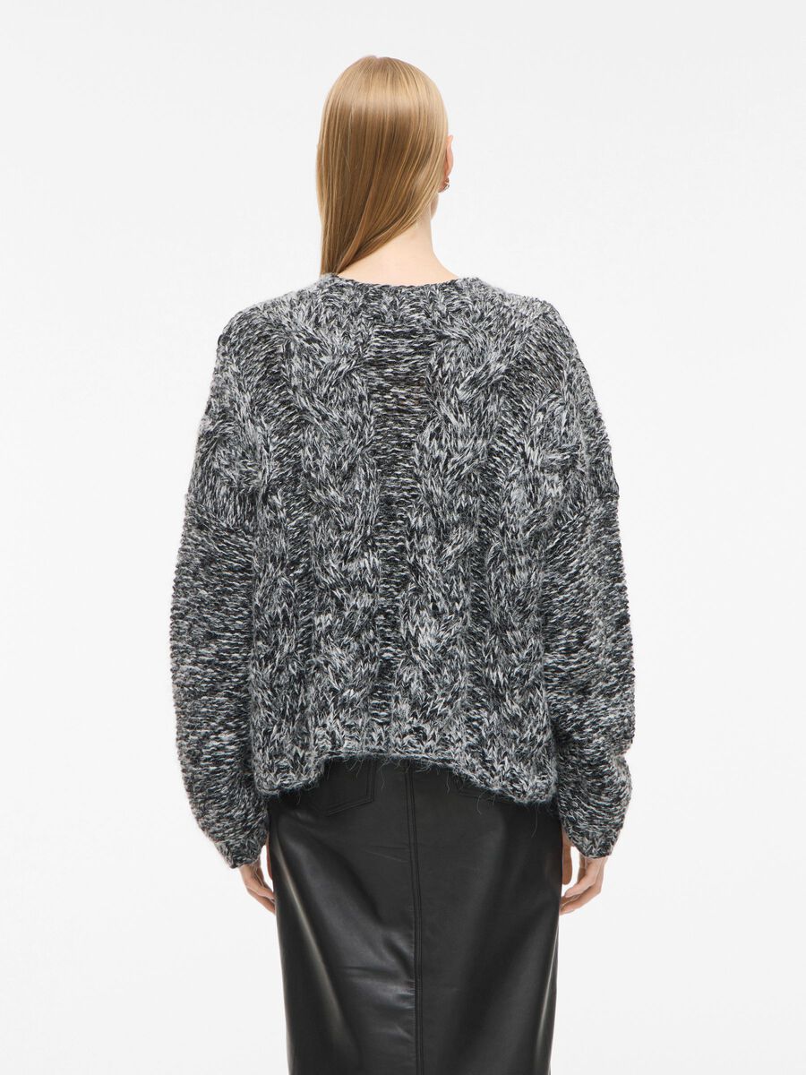 Carousel image - WOOL BLEND KNITTED PULLOVER, Medium Grey Melange | 2