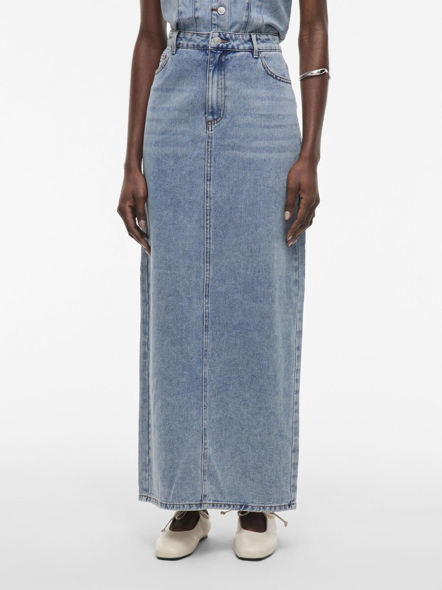 VILA MAXI DENIM SKIRT, Light Blue Denim, highres - 14105753_LightBlueDenim_003.jpg