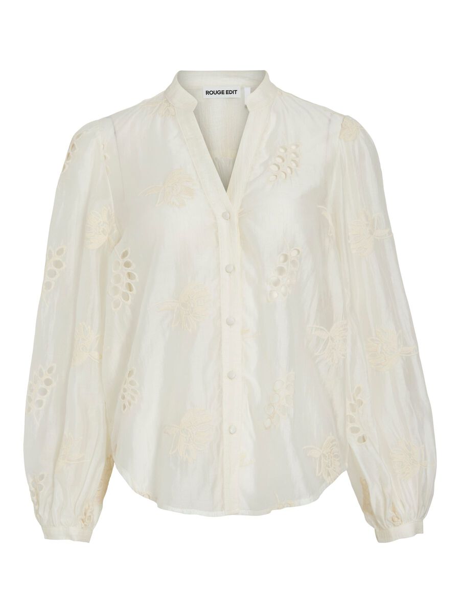 Product tile image - SPLIT NECK LONG SLEEVED SHIRT, Cloud Dancer | 14112922_CloudDancer