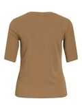 VILA ROUND NECK SHORT SLEEVED TOP, Petrified Oak, highres - 14108417_PetrifiedOak_002.jpg