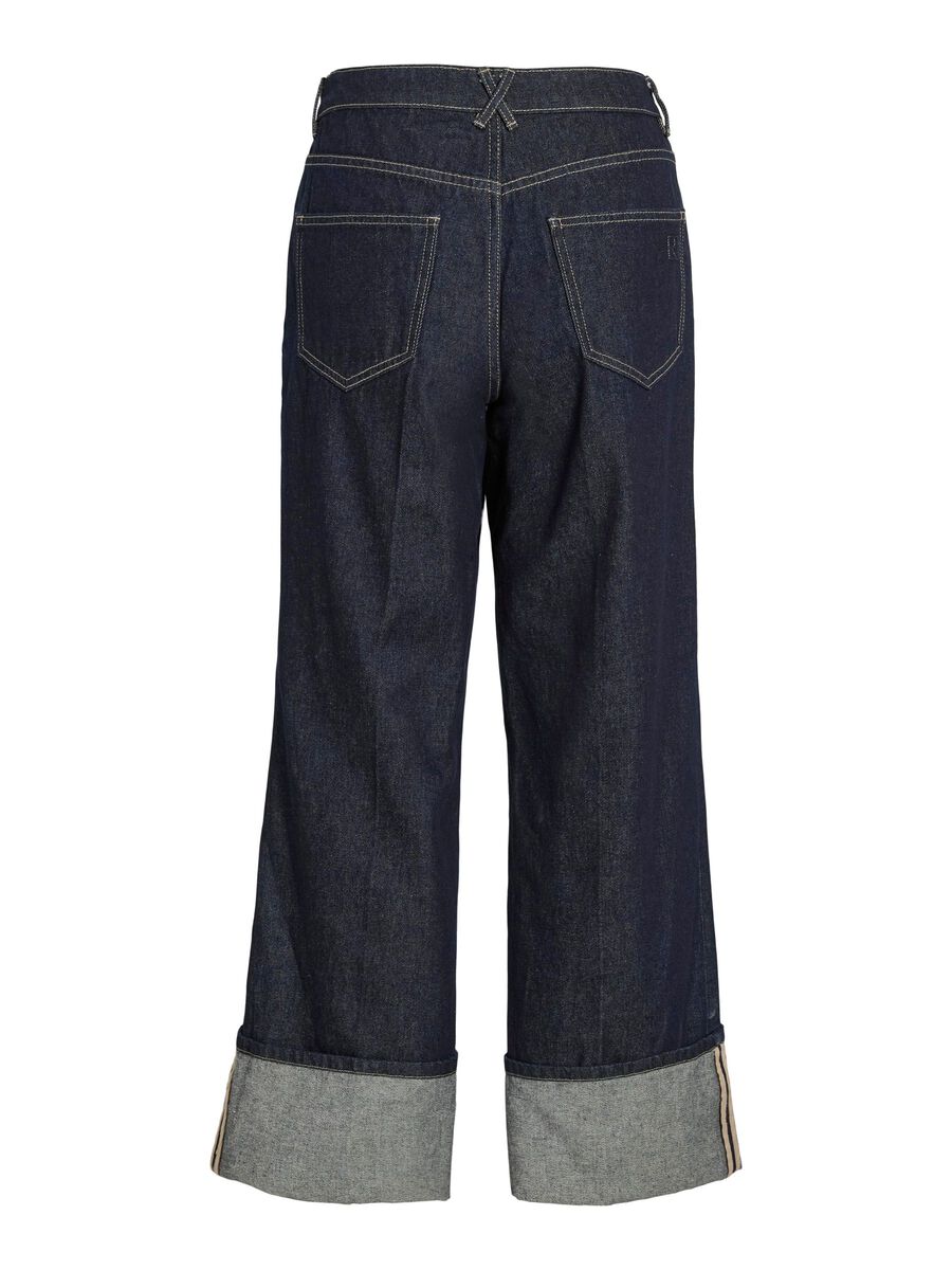VILA MID-WAIST STRAIGHT FIT JEANS, Dark Medium Blue Denim, highres - 14107756_DarkMediumBlueDenim_002.jpg