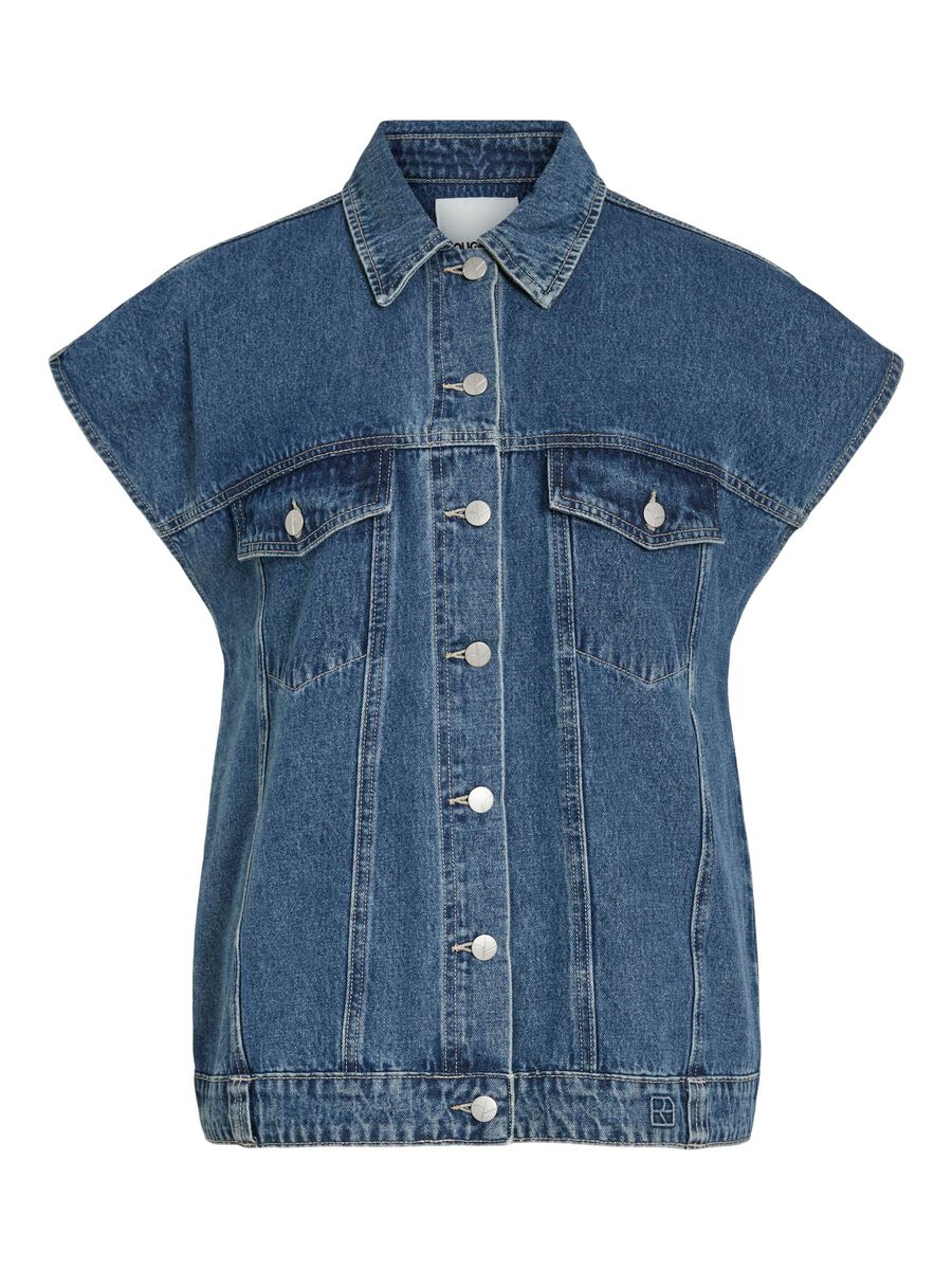 VILA OVERSIZED DENIM VEST, Dark Medium Blue Denim, highres - 14107739_DarkMediumBlueDenim_001.jpg