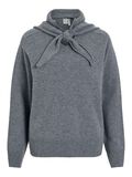 Product image thumbnail - SCARF KNITTED PULLOVER, Dark Grey Melange | 1