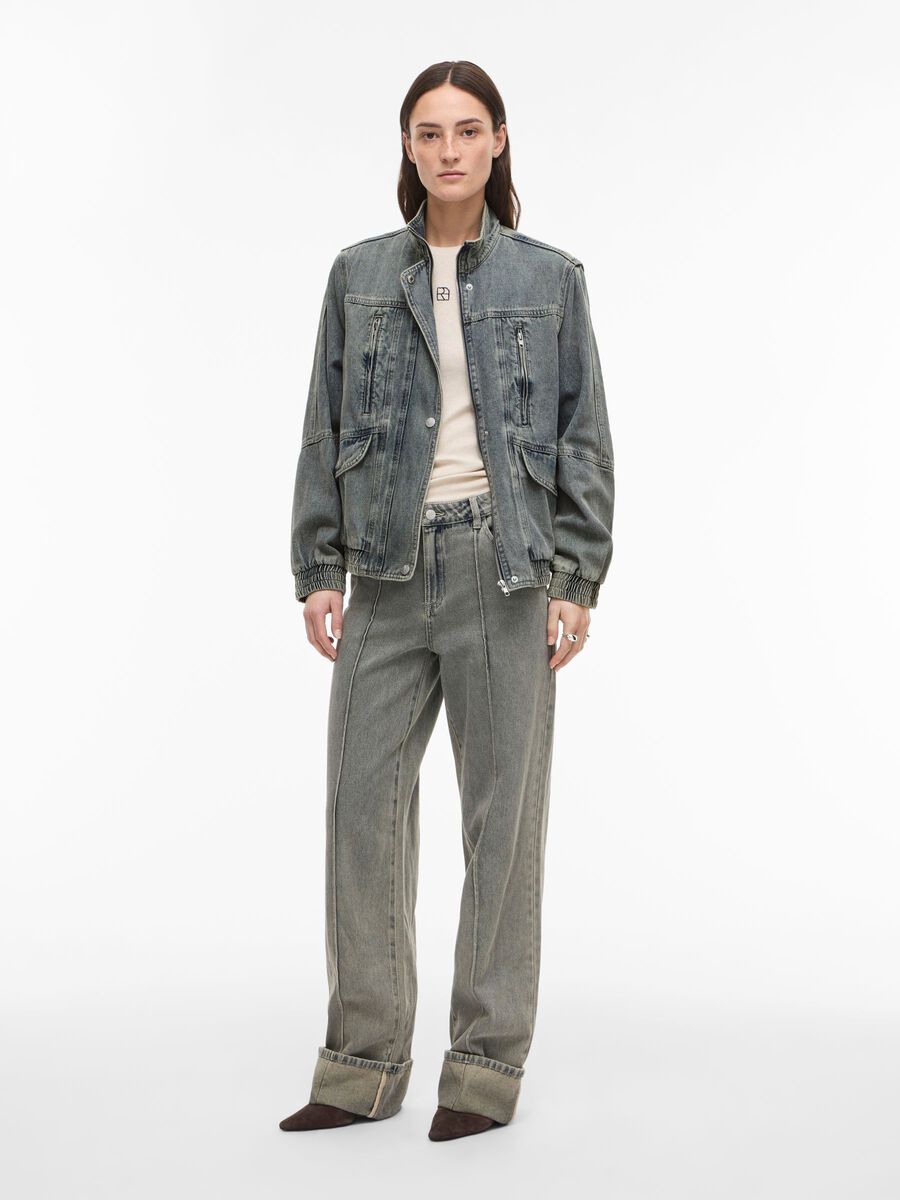 Carousel image - HIGH NECK DENIM JACKET, Light Blue Denim | 4