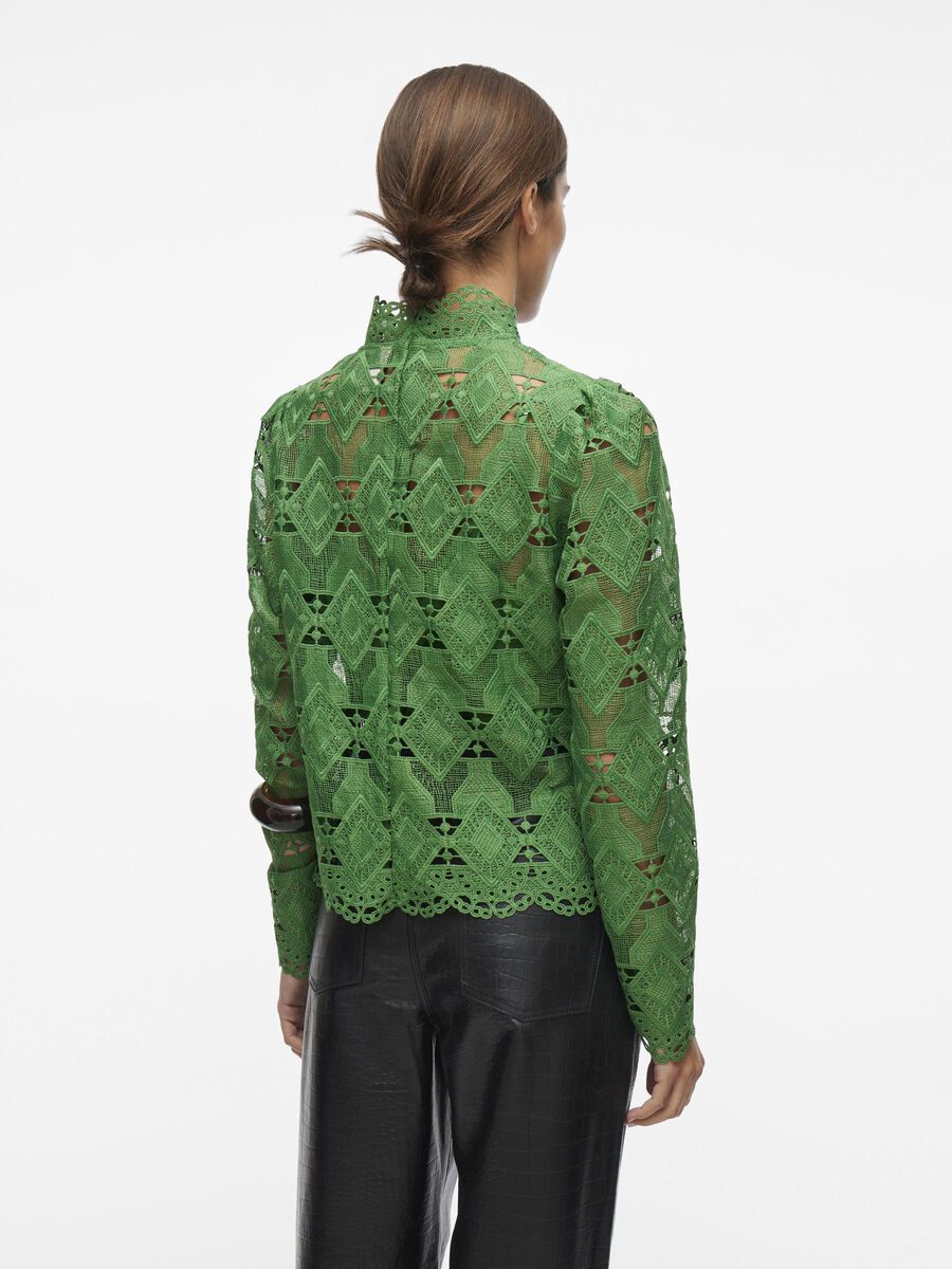 VILA HIGH NECK LONG SLEEVED TOP, Artichoke Green, highres - 14100164_ArtichokeGreen_004.jpg