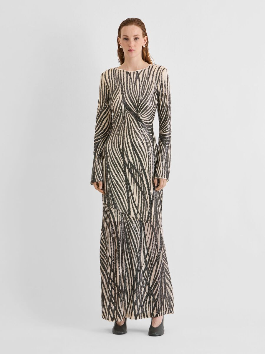 Carousel image - LONG SLEEVED MAXI DRESS, Pelican | 1