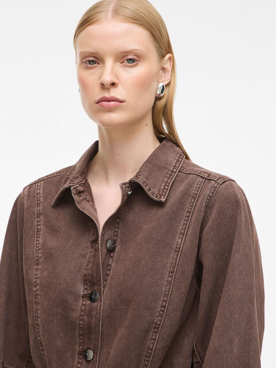 Carousel image - SHORT DENIM DRESS, Chicory Coffee | 3