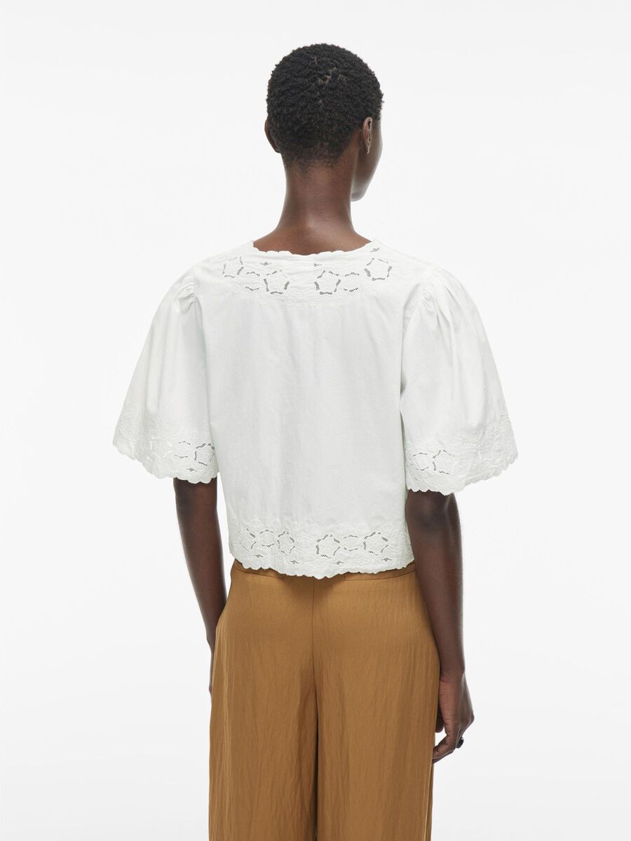 VILA V-NECK SHORT SLEEVED TOP, Cloud Dancer, highres - 14105879_CloudDancer_004.jpg