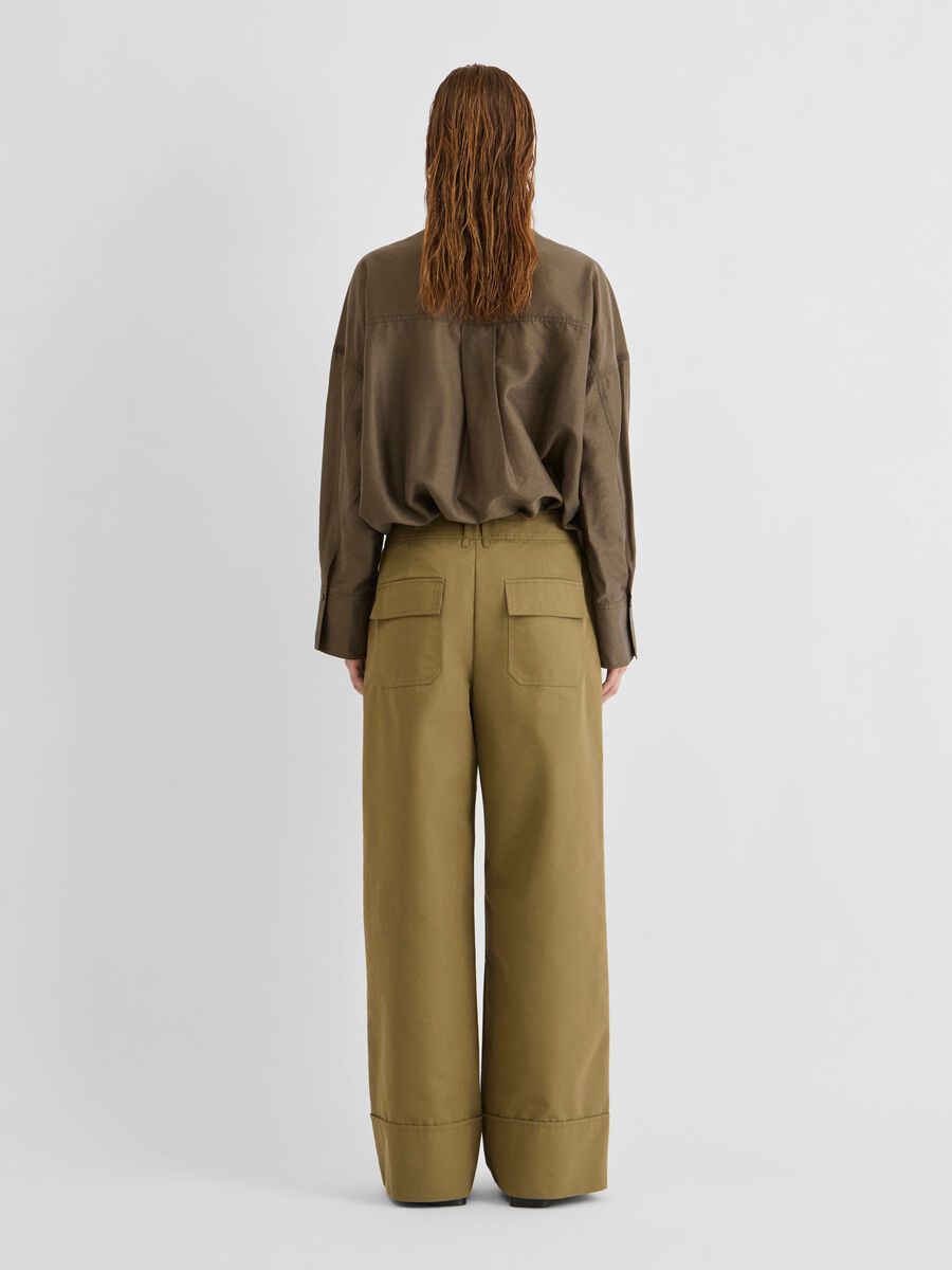 Carousel image 2 MID-WAIST WIDE-LEG TROUSERS, Gothic Olive